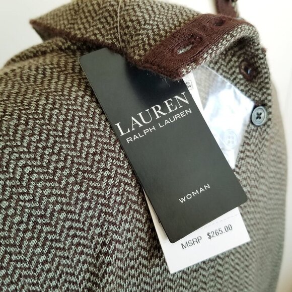 Lauren Ralph Lauren Faux Leather Trim 100% Merino Wool Sweaterdress Sz. 1X - Picture 10 of 16